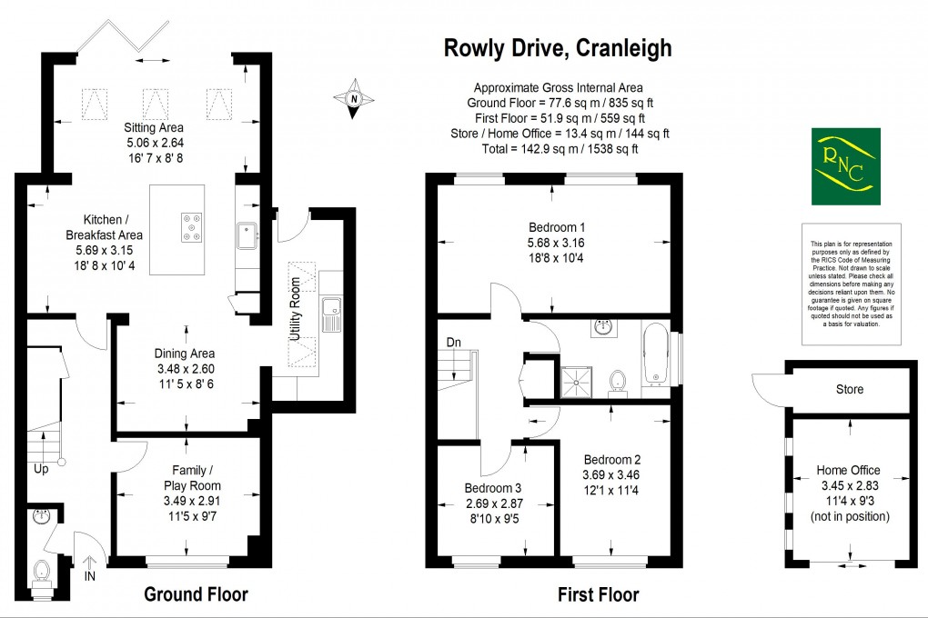 Floorplan for Rowly Drive, Cranleigh