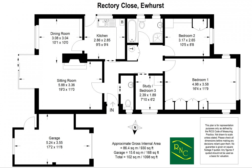 Floorplan for Rectory Close, Ewhurst