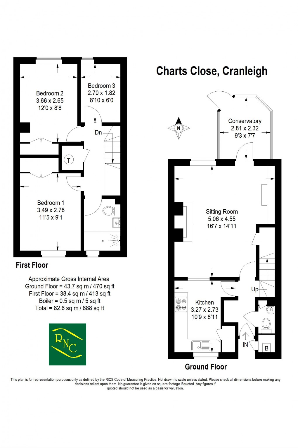 Floorplan for Charts Close, Cranleigh