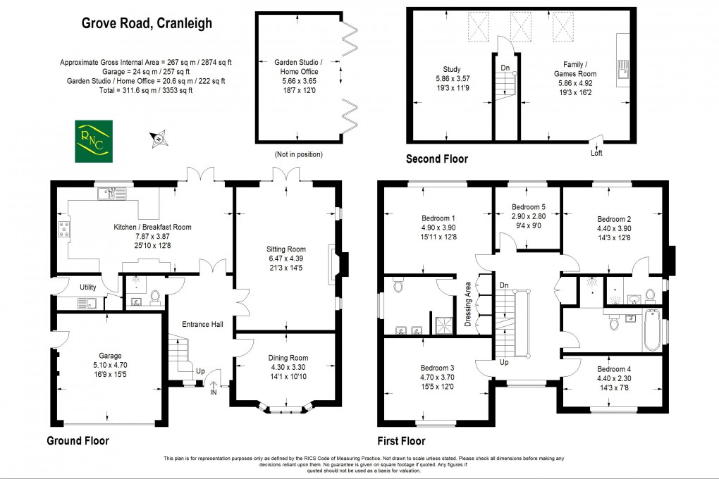 Floorplan for Grove Road, Cranleigh