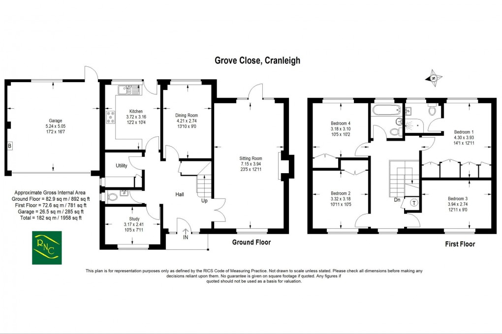 Floorplan for Grove Close, Cranleigh, GU6