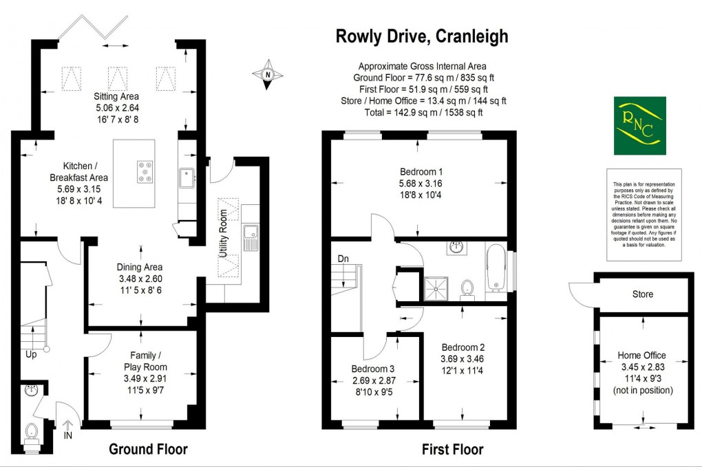 Floorplan for Rowly Drive, Cranleigh, GU6